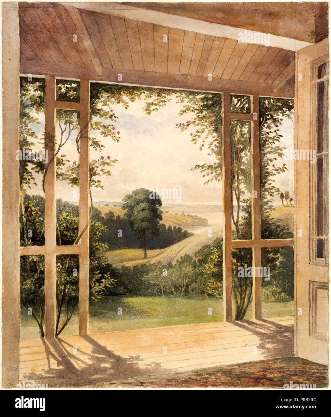 John Kinder, Auckland, dalla veranda del sig. lettore del legno Cottage Circa 1856 acquerello, Auckland Art Gallery Toi o Tamaki, Auckland, Nuova Zelanda. Foto Stock