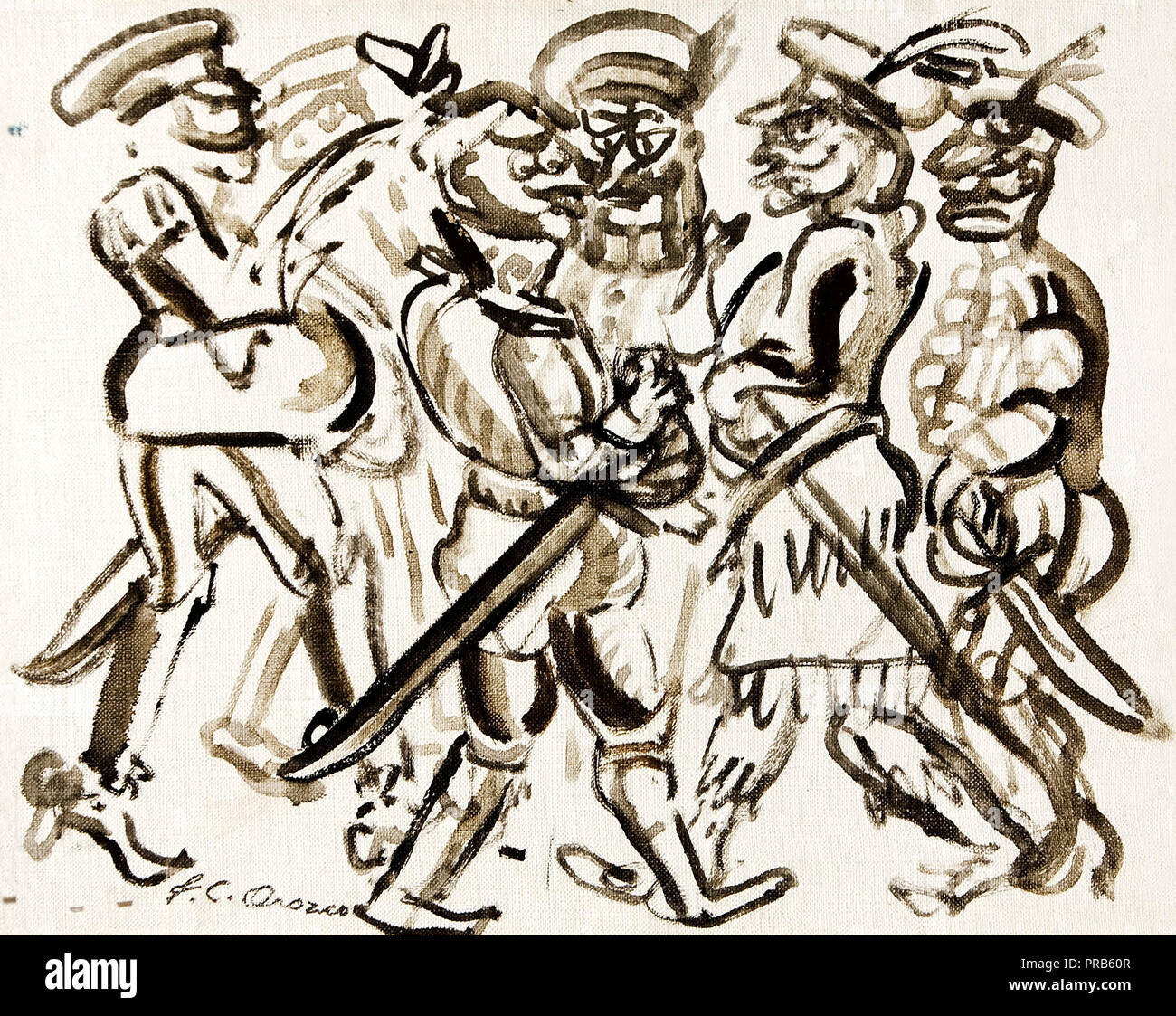 Jose Clemente Orozco, Sindaco Membro di Buffoons 1946 olio su tela, museo di arte sudamericana. Foto Stock