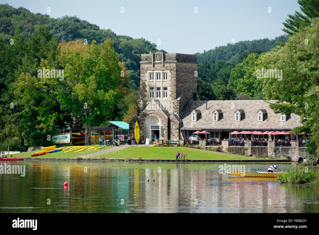 Il Boathouse al Parco Nord, Contea di Allegheny, Pittsburgh, Pennsylvania, STATI UNITI D'AMERICA Foto Stock