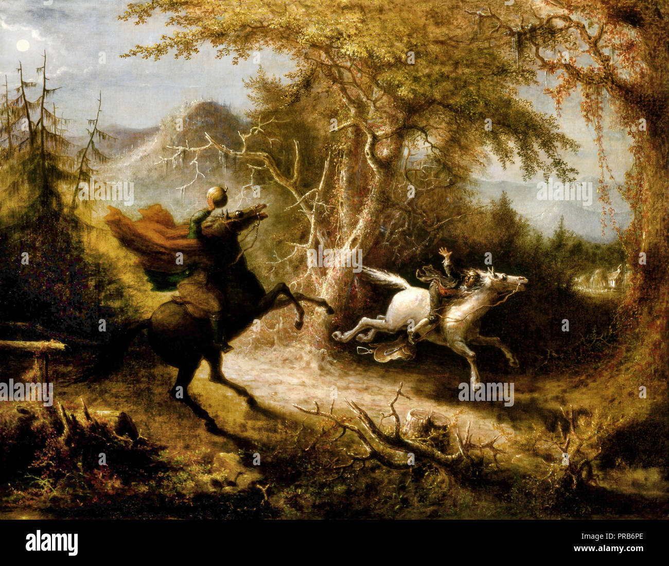 John Quidor, Il Headless Horseman perseguendo Ikabod gru 1858 olio su tela, lo Smithsonian American Art Museum, Washington, Stati Uniti d'America. Foto Stock