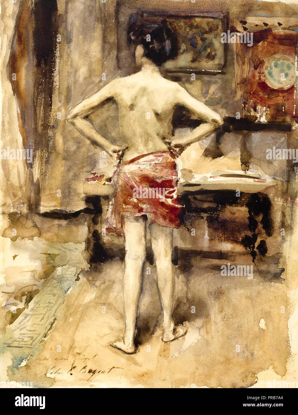 John Singer Sargent, il modello 1873-1884 Acquerello su matita su carta intessuta, il Museo delle Belle Arti, Houston, Stati Uniti d'America. Foto Stock