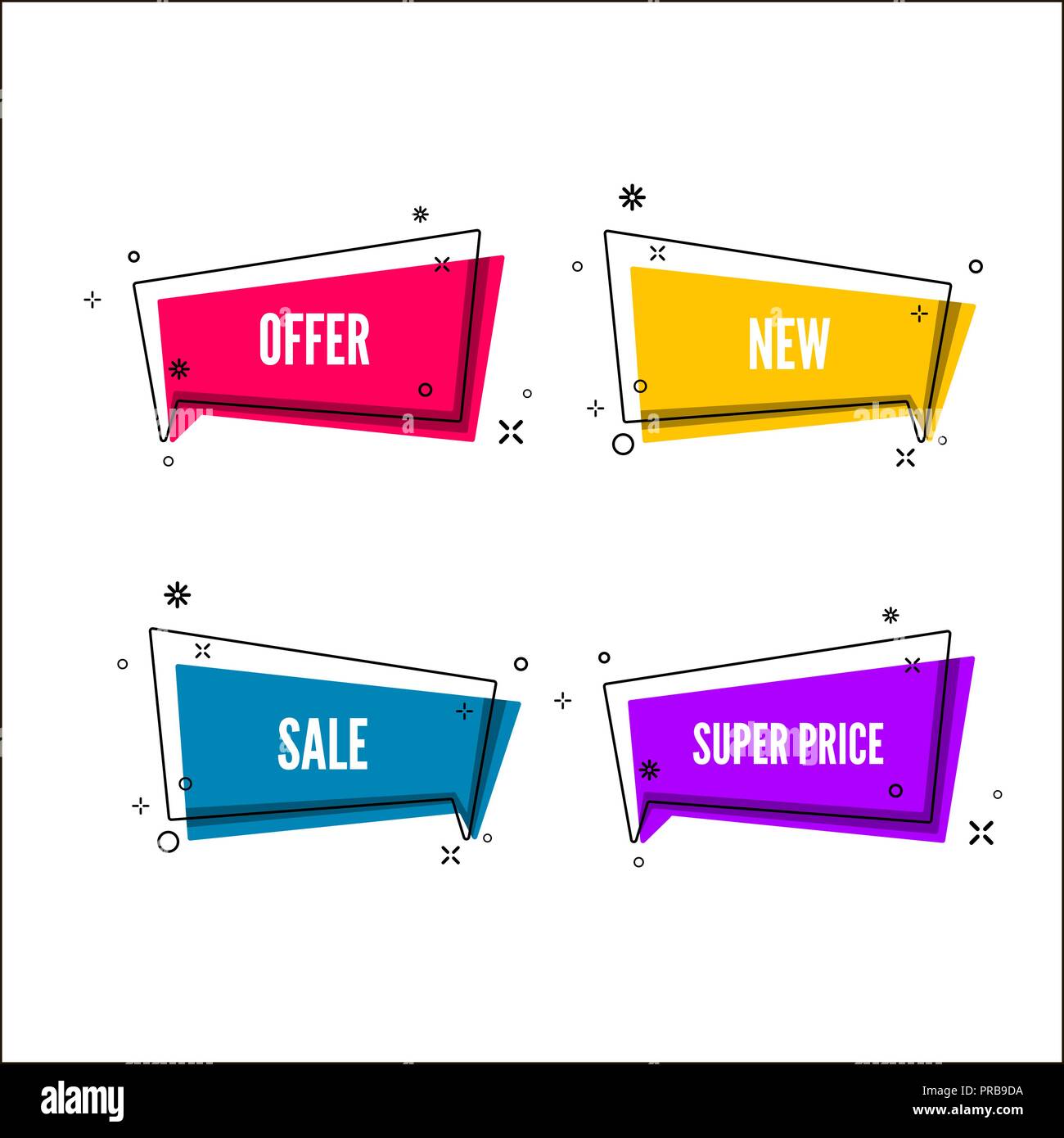 Abstract offre banner. Cupola colorata con la promozione del testo. Serie di promo geometrica modello. Illustrazione Vettoriale Illustrazione Vettoriale
