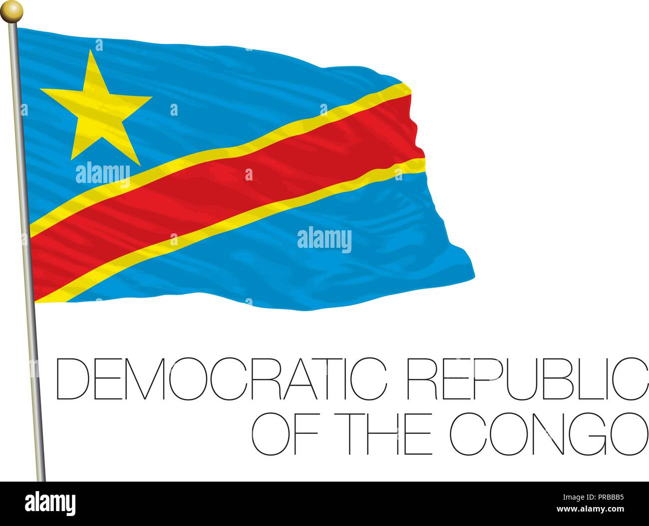 Repubblica democratica del Congo bandiera, illustrazione vettoriale Illustrazione Vettoriale