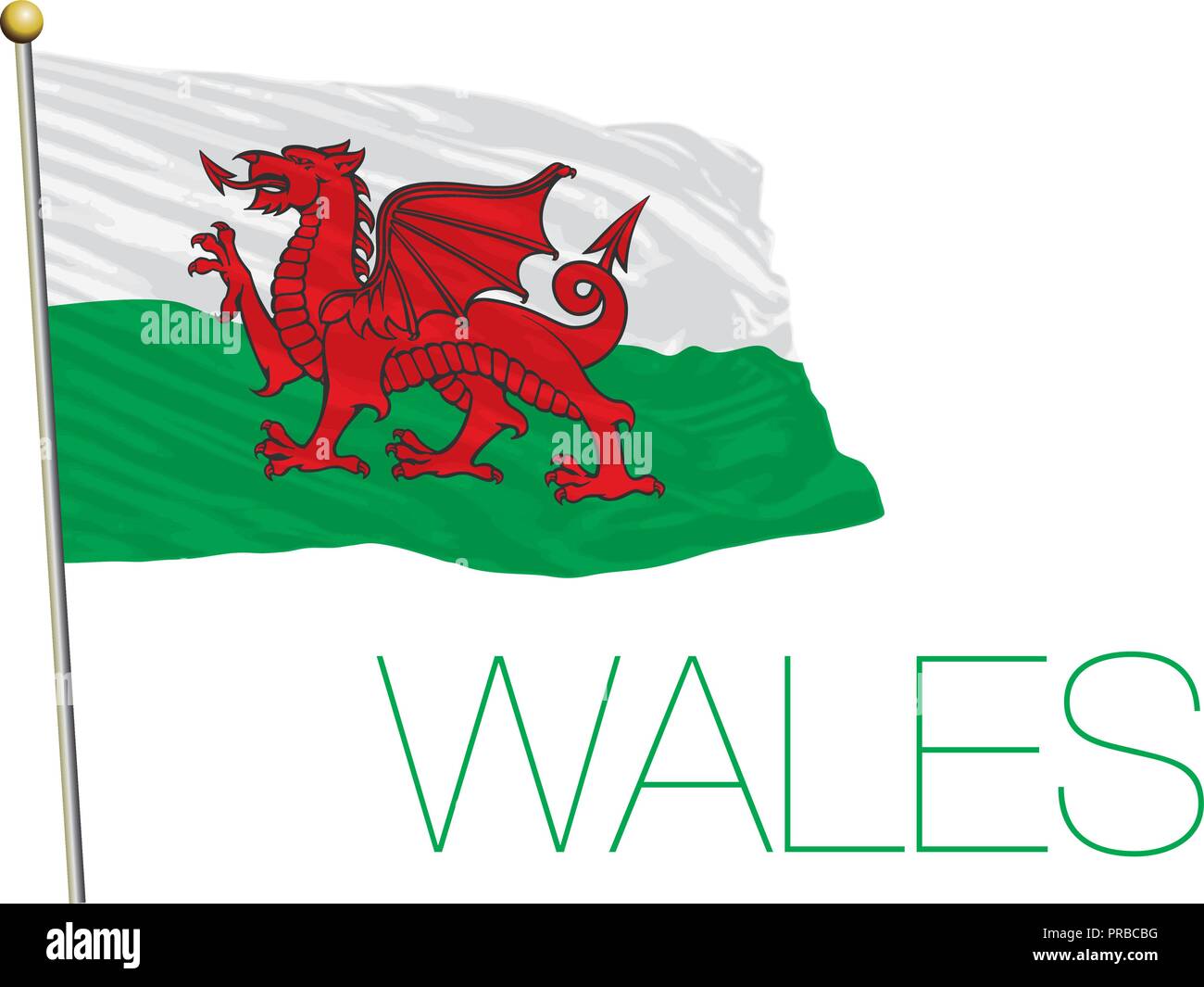 Bandiera del Galles, illustrazione vettoriale Illustrazione Vettoriale