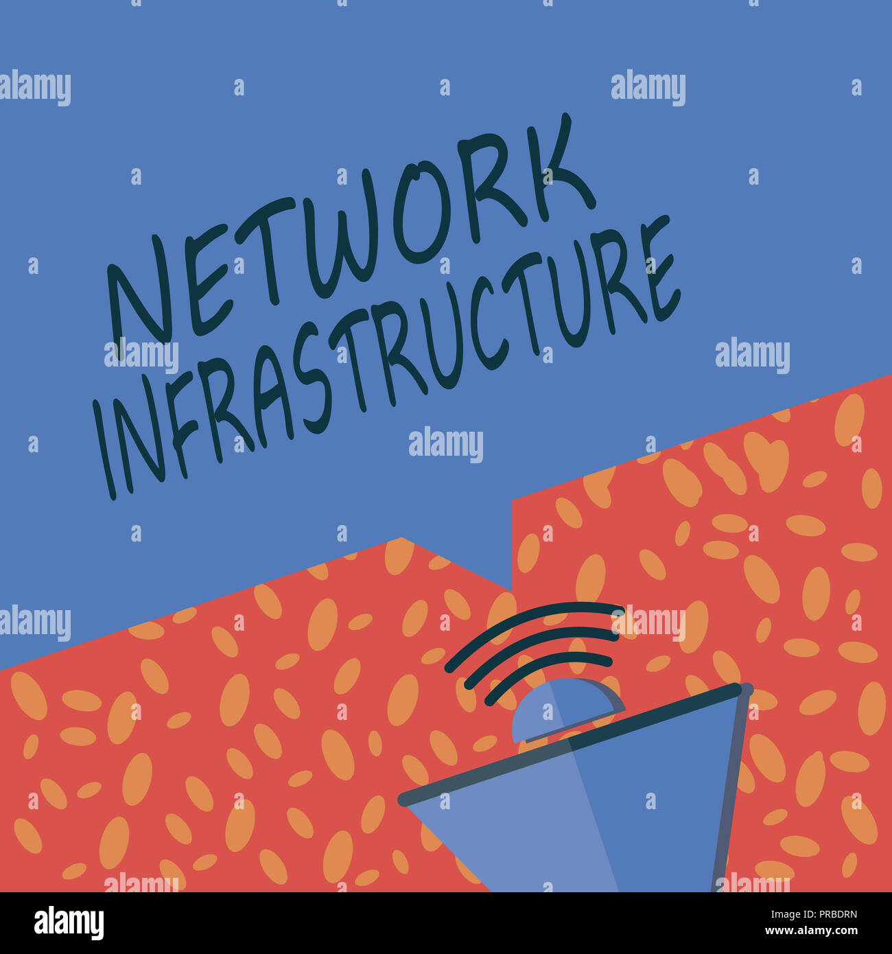 La scrittura della nota che mostra l'infrastruttura di rete. Business photo vetrina per le risorse hardware e software In e Out. Foto Stock