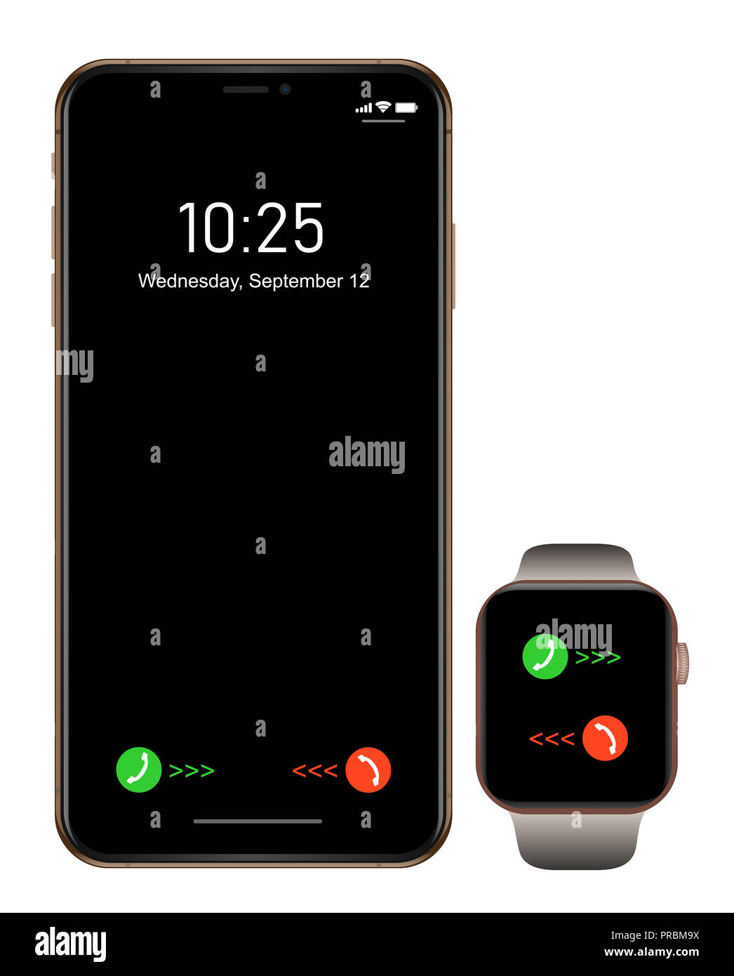 Nuovo di zecca realistico cellulare smartphone in Apple iPhone XS, XS Max Oro Foto Stock