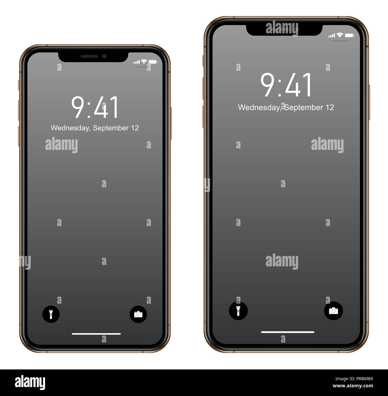 Nuovo di zecca realistico cellulare smartphone in Apple iPhone XS, XS Max Oro Foto Stock