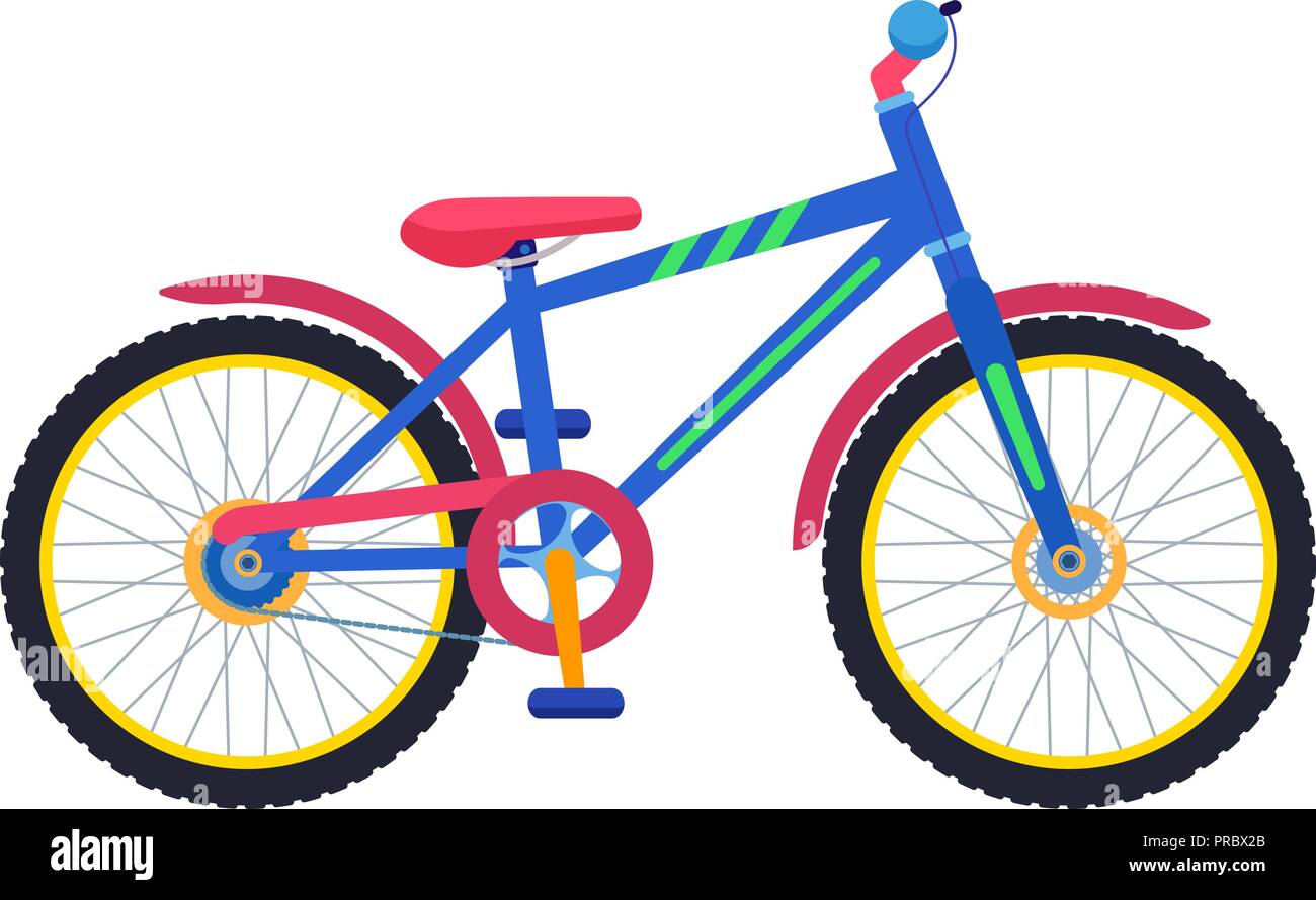 Il vettore a due ruote bambini colorati bicicletta Illustrazione Vettoriale