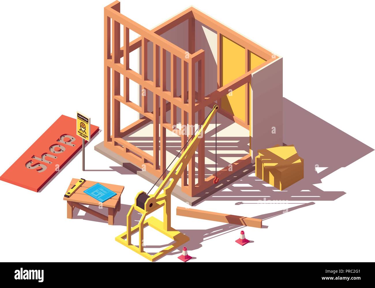 Vettore negozio isometrica costruzione Illustrazione Vettoriale