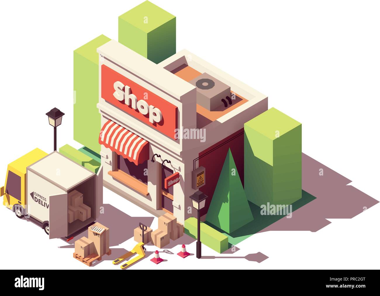 Vettore di merci isometrica icona di consegna Illustrazione Vettoriale