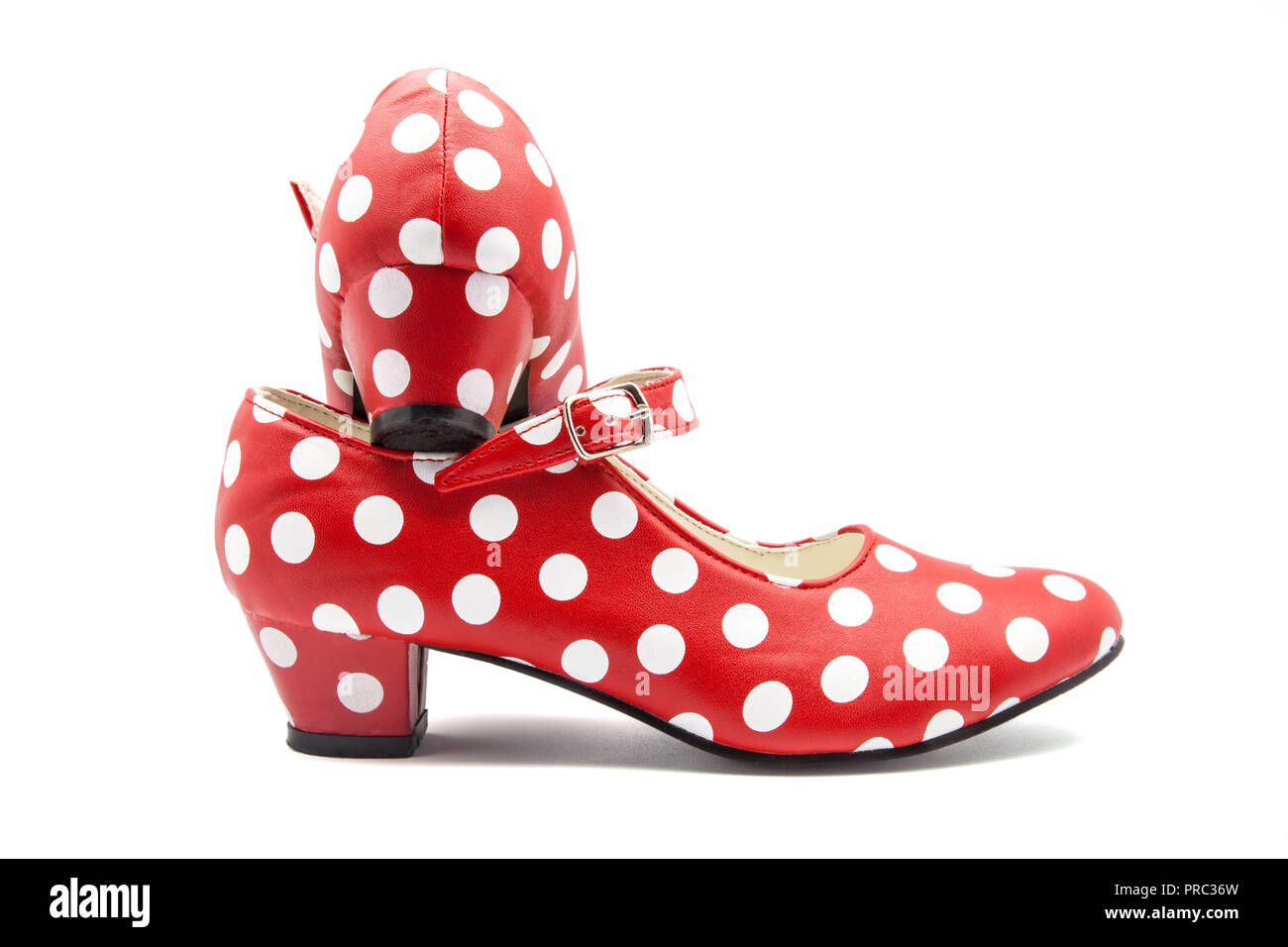 Rosso calzature tipiche della danza fiamminga Foto Stock