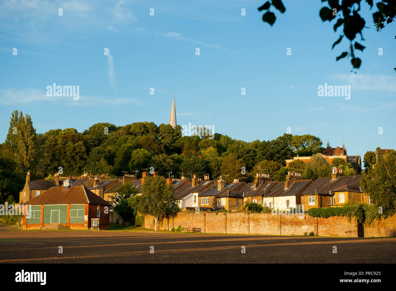 Golden estate luce solare su Harrow sulla collina a London borough Foto Stock