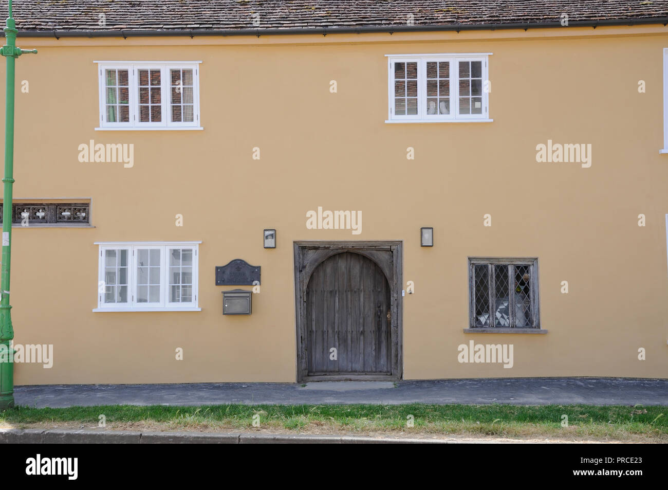 Bear House, Ashwell Hertfordshire. Il suo nome la placca ha la data c1385. è un insolitamente grande Sala House, Foto Stock