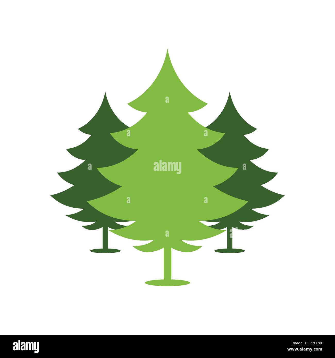 Natale verde foresta di abeti illustrazione semplice simbolo di vettore Logo grafico del modello di progettazione Illustrazione Vettoriale