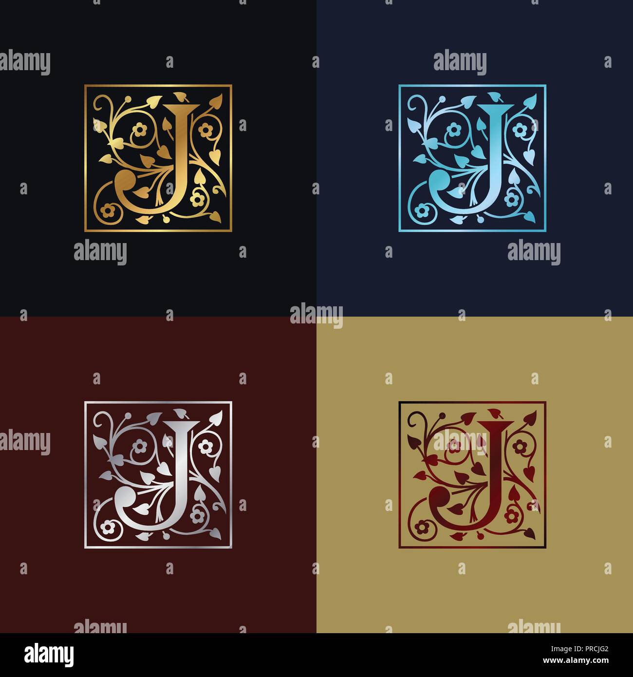 Lettera J Logo decorativo Illustrazione Vettoriale
