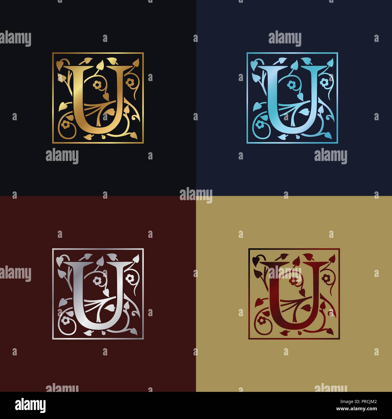 Lettera U Logo decorativo Illustrazione Vettoriale
