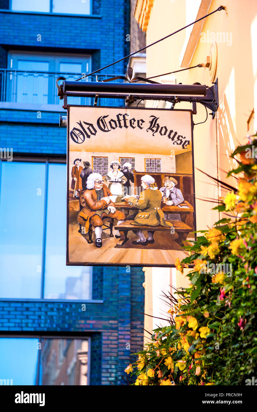 Segno per il caffè vecchio House Pub di Soho, London, Regno Unito Foto Stock