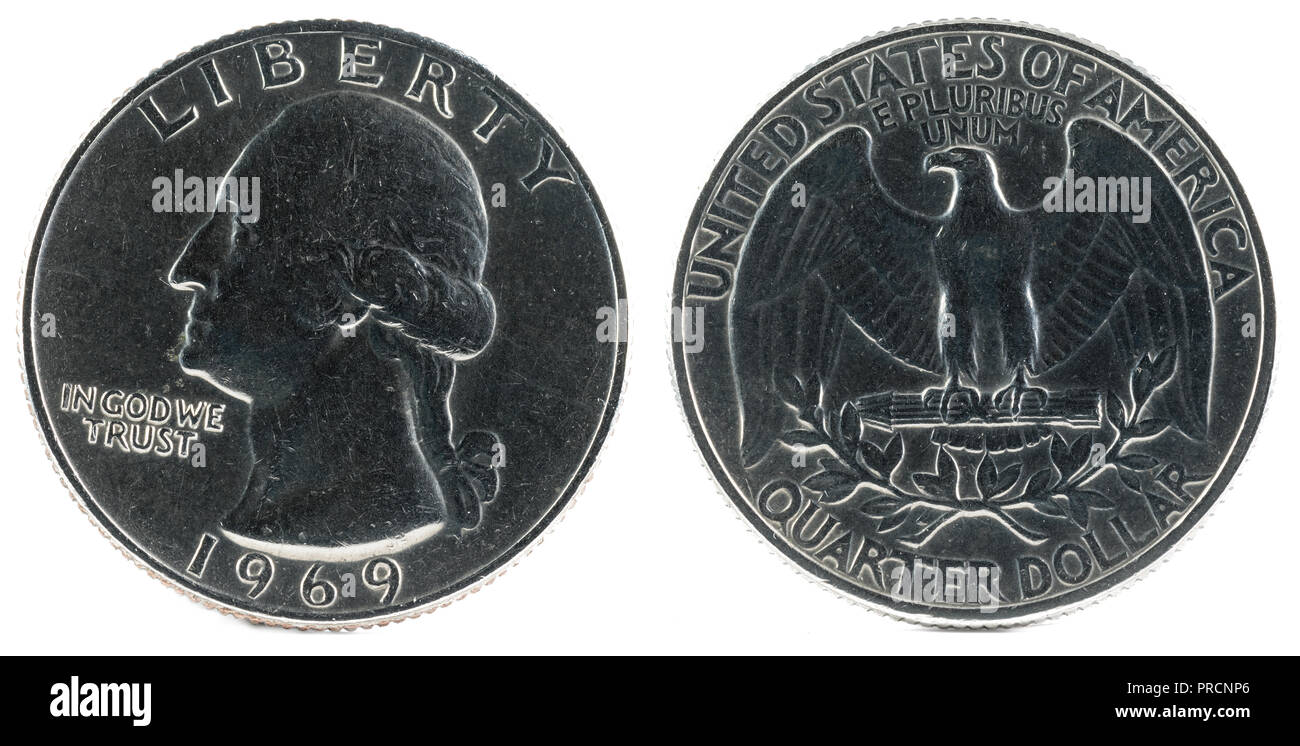 Moneta degli Stati Uniti. Quarto di Dollaro 1969. Foto Stock