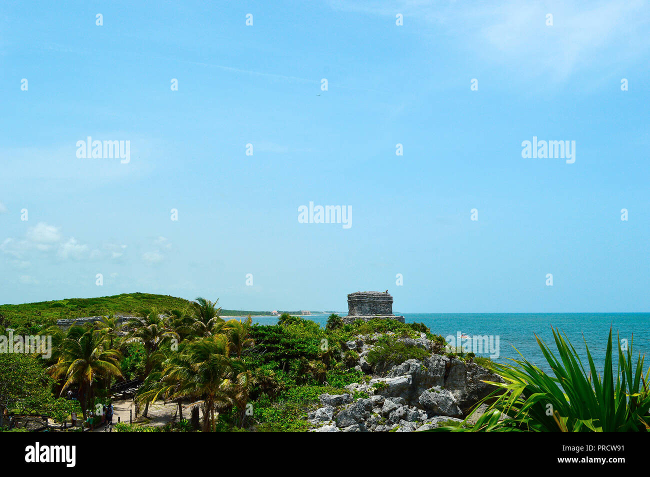 Rovine Maya a Beach, Tulum, Messico. Foto Stock