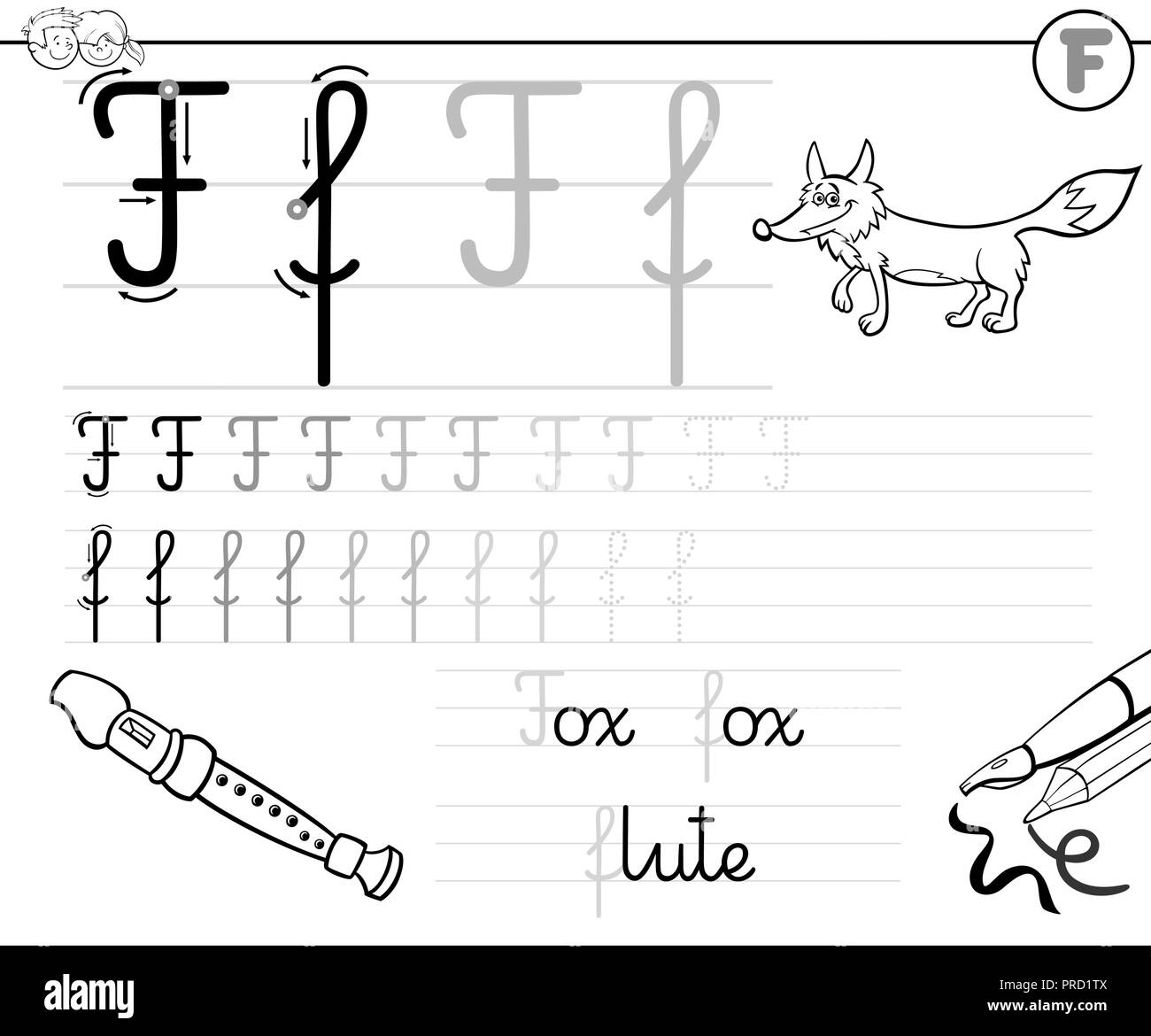 Bianco E Nero Cartoon Illustrazione Di Abilità Di Scrittura