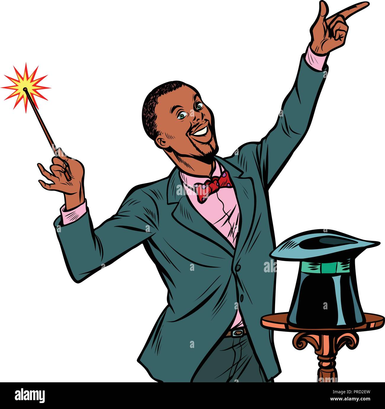 Mago africano, prestazioni straordinarie. Isolare su backgrou bianco Illustrazione Vettoriale