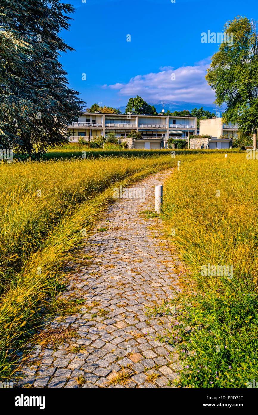 Italia Piemonte Canavese Ivrea museo aperto Olivetti case per famiglie Foto Stock