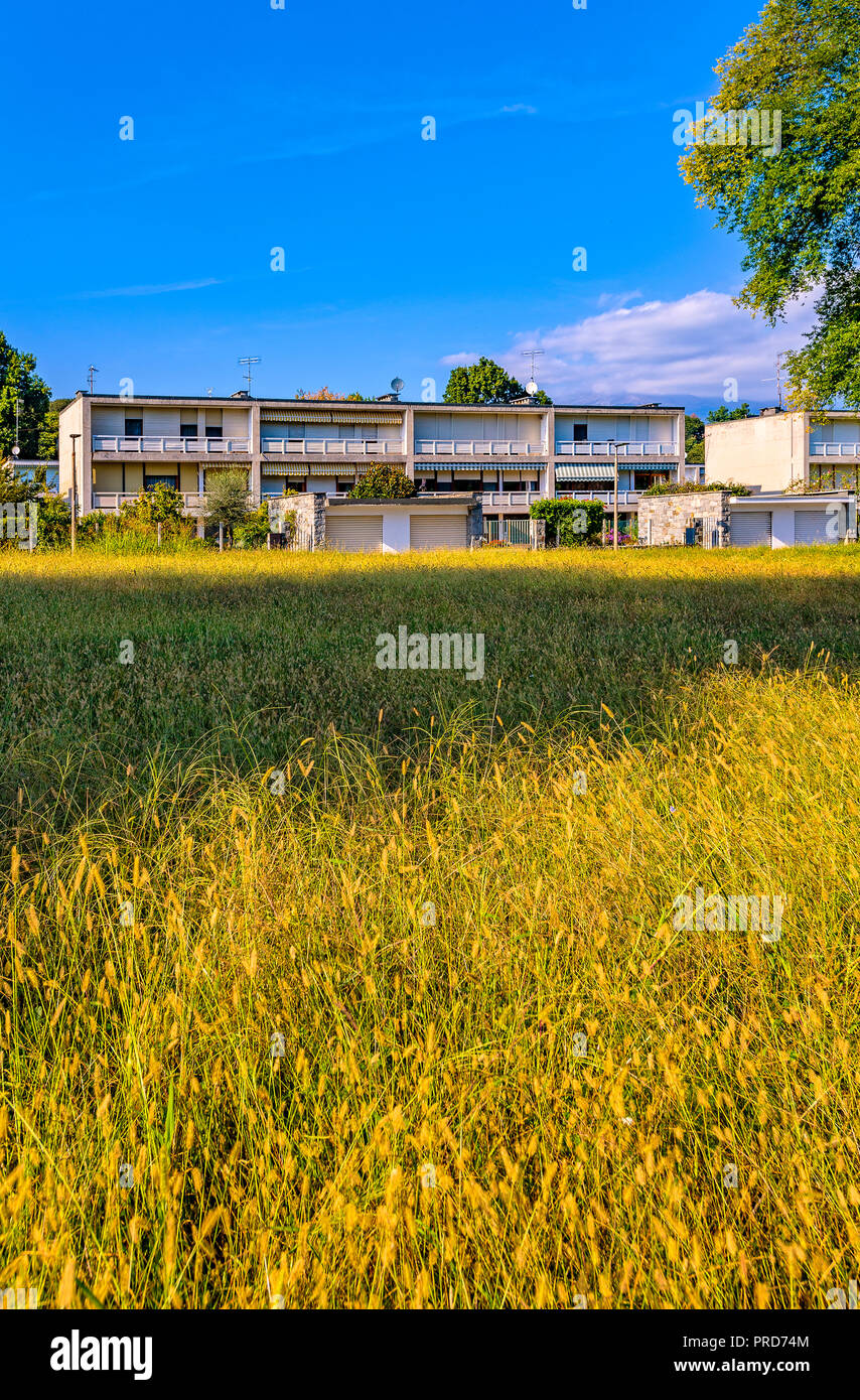 Italia Piemonte Canavese Ivrea museo aperto Olivetti case per famiglie Foto Stock
