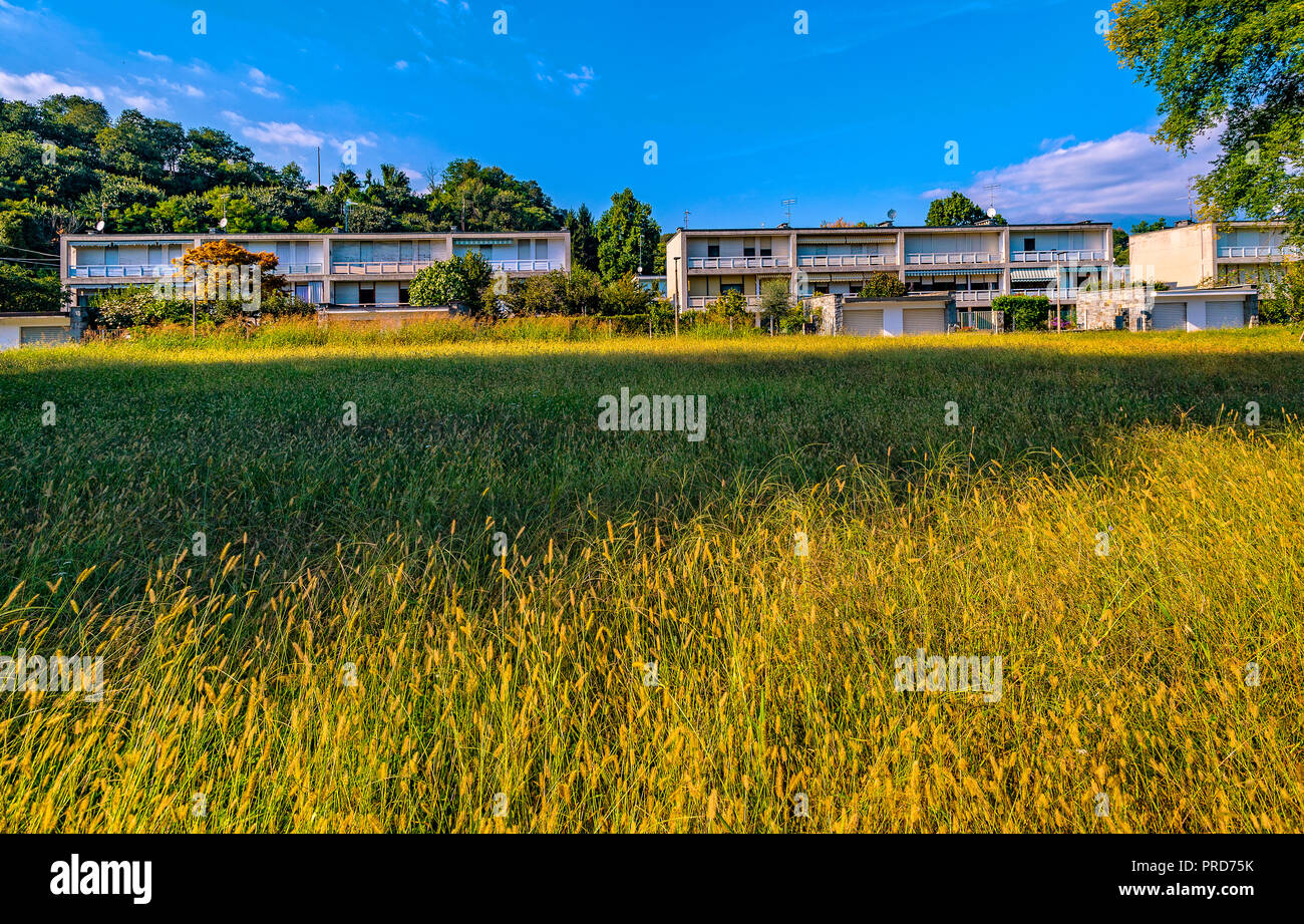 Italia Piemonte Canavese Ivrea museo aperto Olivetti case per famiglie Foto Stock