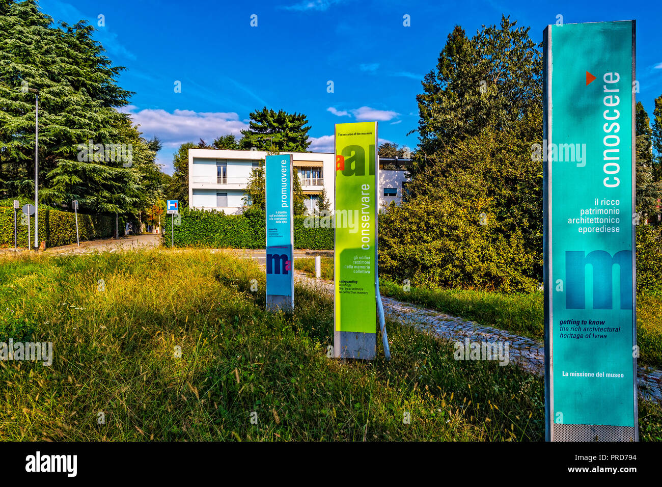 Italia Piemonte Canavese Ivrea museo aperto Olivetti case per famiglie Foto Stock