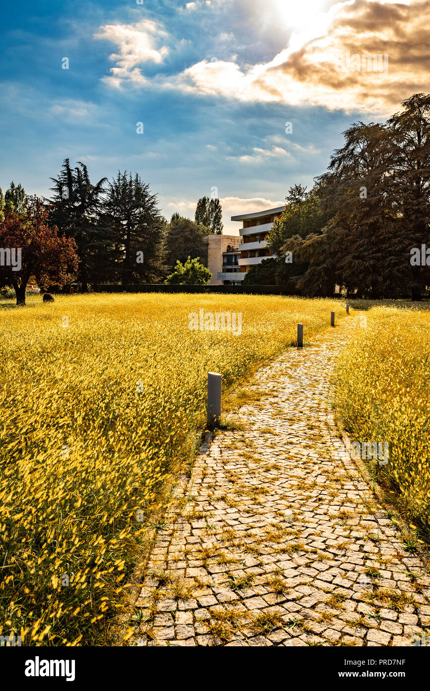 Italia Piemonte Canavese Ivrea museo aperto Olivetti case per famiglie Foto Stock