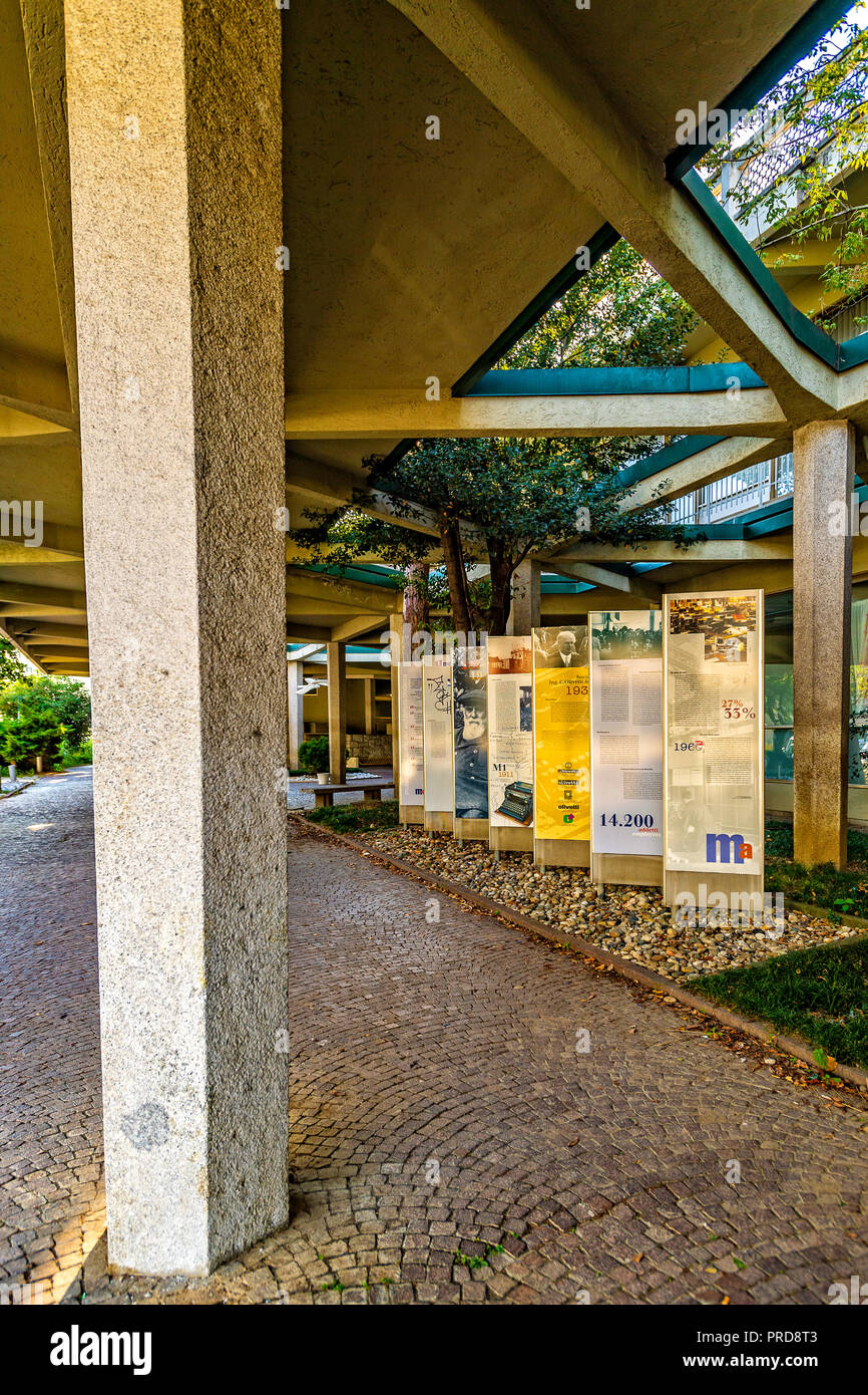 Italia Piemonte Canavese Ivrea museo aperto Olivetti stazione informazioni Foto Stock