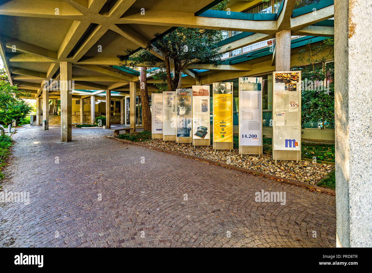 Italia Piemonte Canavese Ivrea museo aperto Olivetti stazione informazioni Foto Stock
