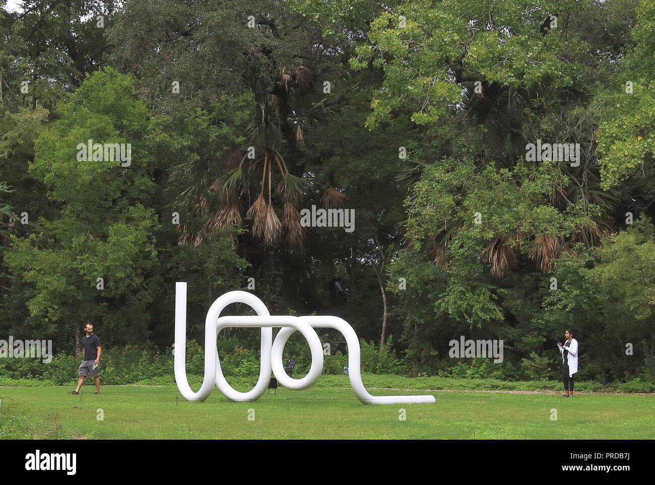 Austin, Texas - 23 Settembre 2018: dal sole a Zurigo, il lavoro di Carol Bove, esposti in Laguna Gloria Sculpture Garden, Austin, Texas Foto Stock