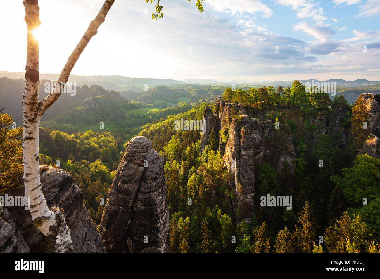 L'Europa, Germania, Sassonia, Svizzera Sassone National Park, Bastei lookout point Foto Stock