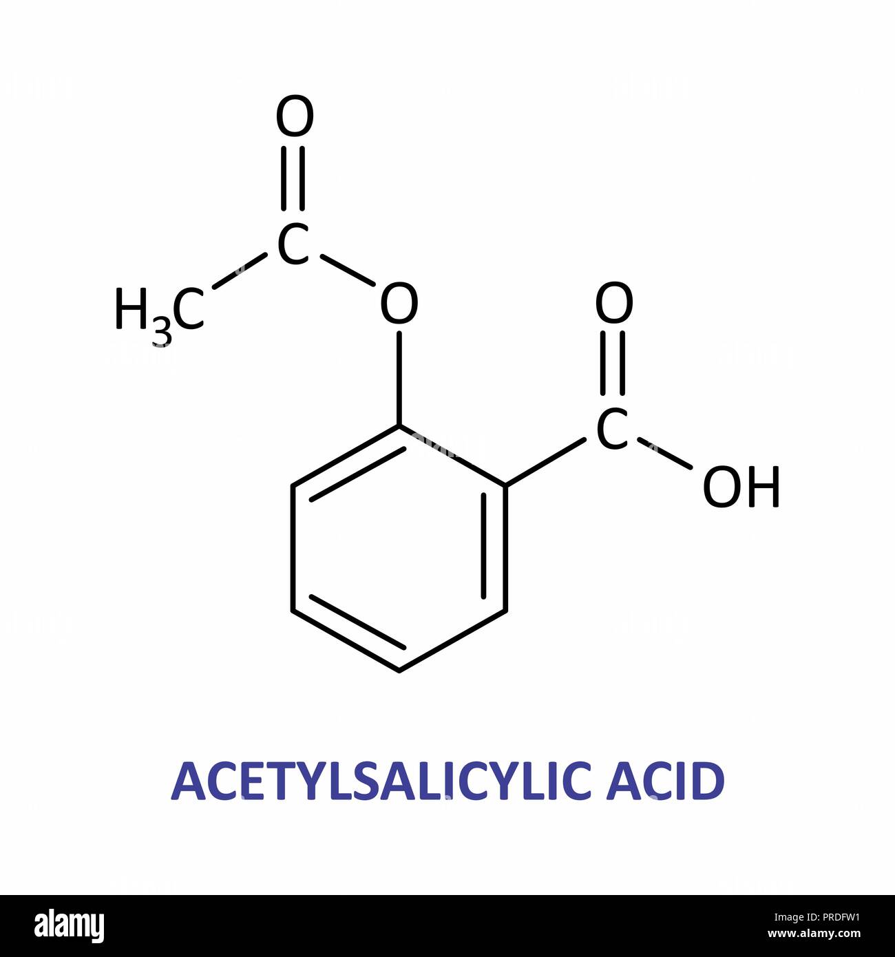 Illustrazione della formula strutturale di acido acetilsalicilico Illustrazione Vettoriale