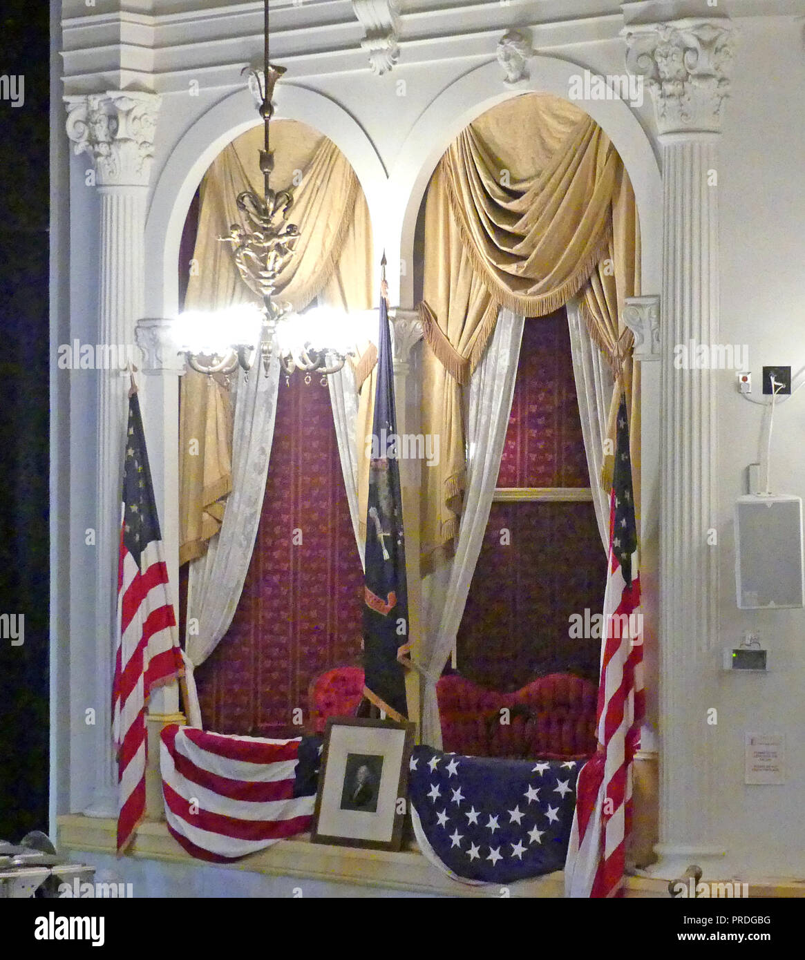 Il Teatro di Ford 5112 decimo NW, Washington, D.C. La casella in cui il presidente Abraham Lincoln è stato assassinato il 14 aprile 1865. Foto: Tony Gale Foto Stock