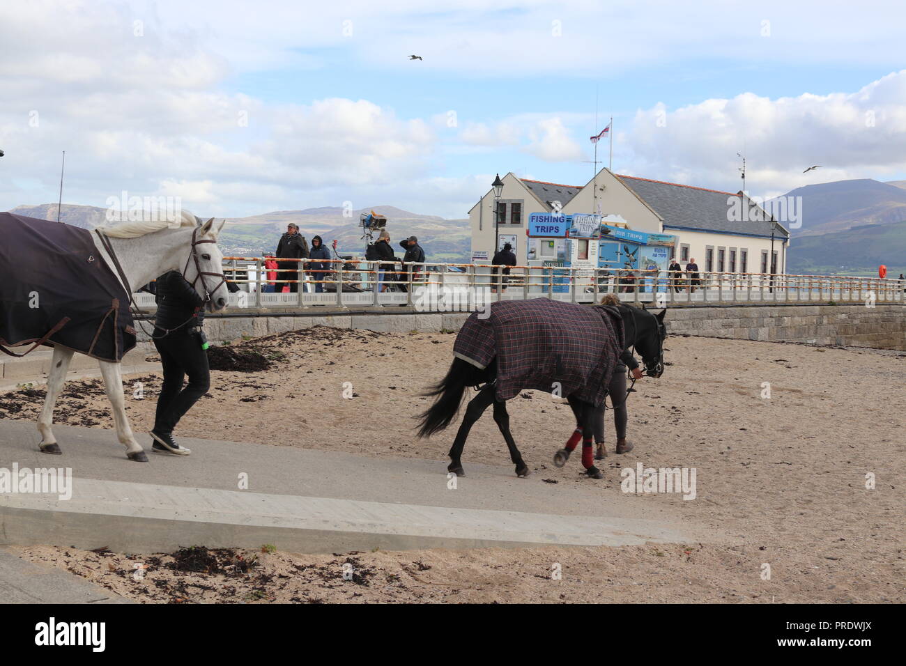 Beaumaris. Anglesey, Galles, lunedì 01 ottobre 2018. Netflix catturare tre stagioni di libero sfogo a Beaumaris Galles Credito: Mike Clarke /Alamy Live News Foto Stock