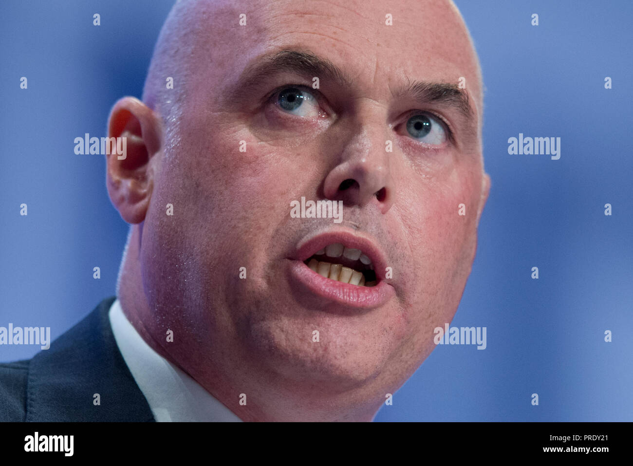 Birmingham, Regno Unito. 1 ottobre 2018. Paul Davies, leader dei conservatori del Welsh Assembly, parla al congresso del Partito Conservatore di Birmingham. © Russell Hart/Alamy Live News. Foto Stock