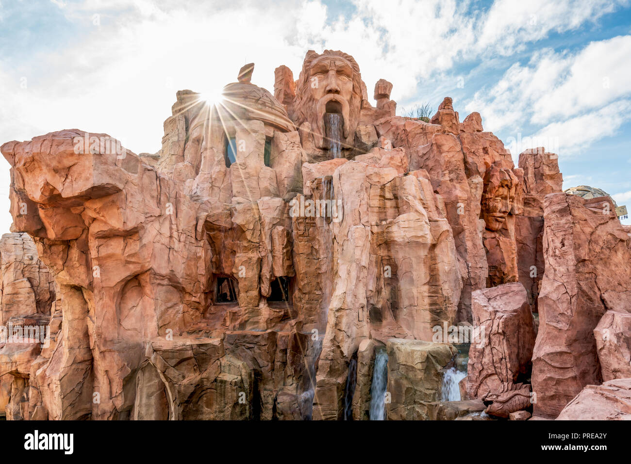 Orlando , Florida , STATI UNITI D'AMERICA - Dicembre 2017: Poseidon la furia della a Islands of Adventure, Universal Studios Florida Foto Stock