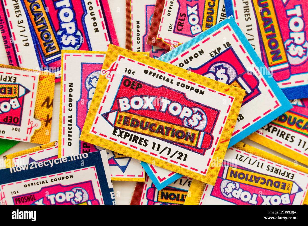 Box Tops per l'istruzione coupons - USA Foto Stock