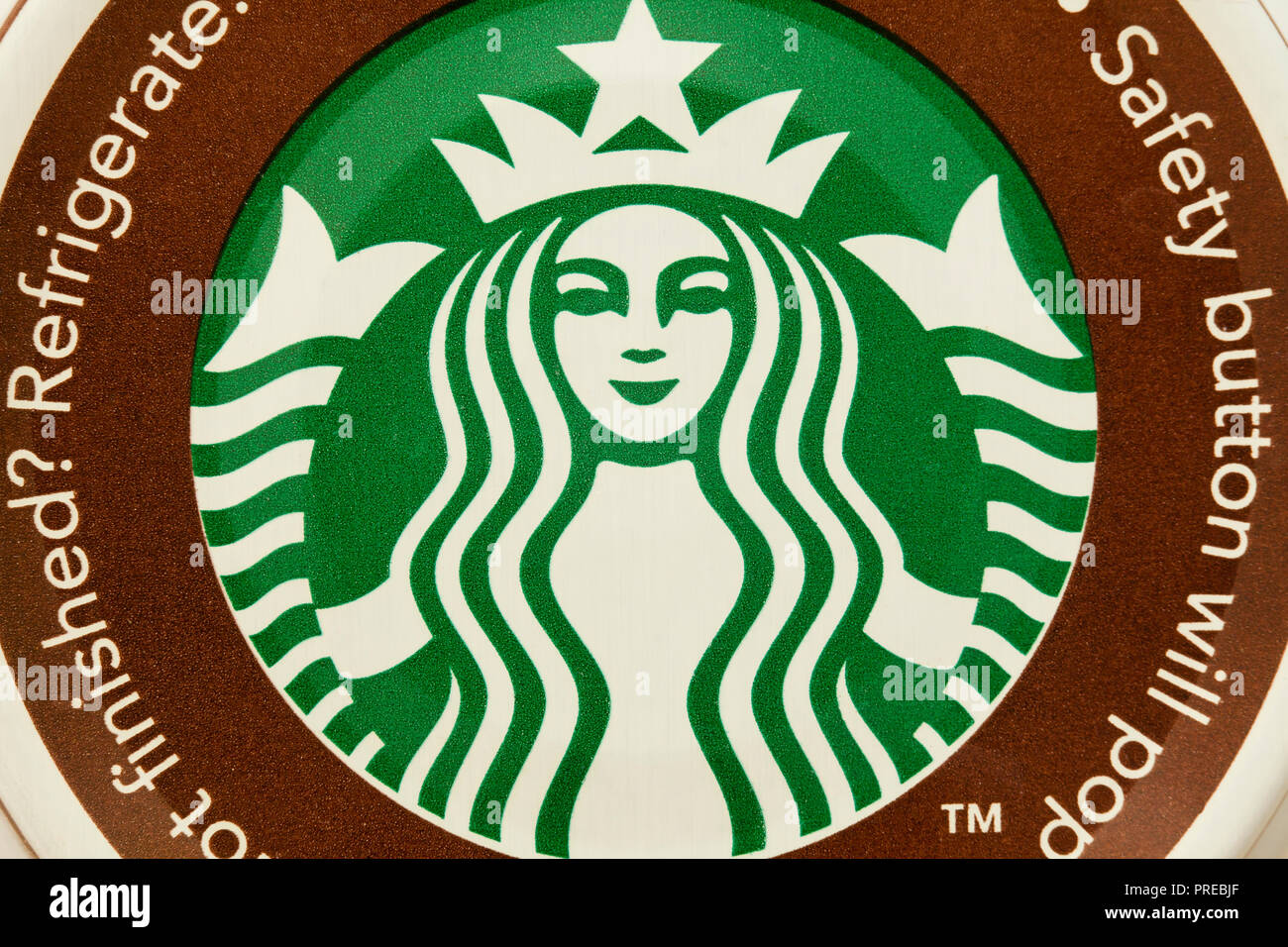 Starbucks logo sul caffè in bottiglia coperchio - USA Foto Stock