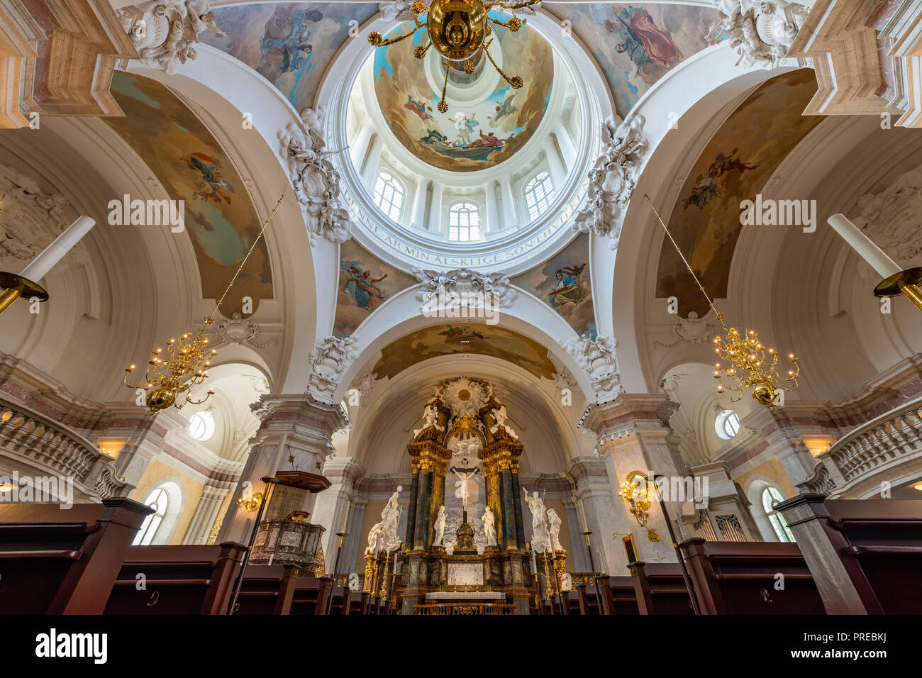 La bellezza del design interno di Gustavo Vasa chiesa a Stoccolma, Svezia Foto Stock