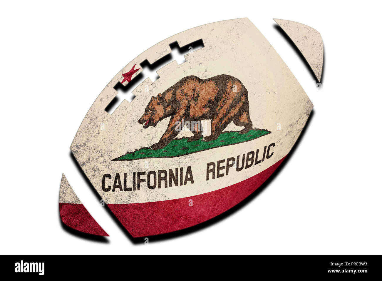 Pallone da rugby bandiera di Stato di California. Bandiera della California sfondo palla da rugby Foto Stock