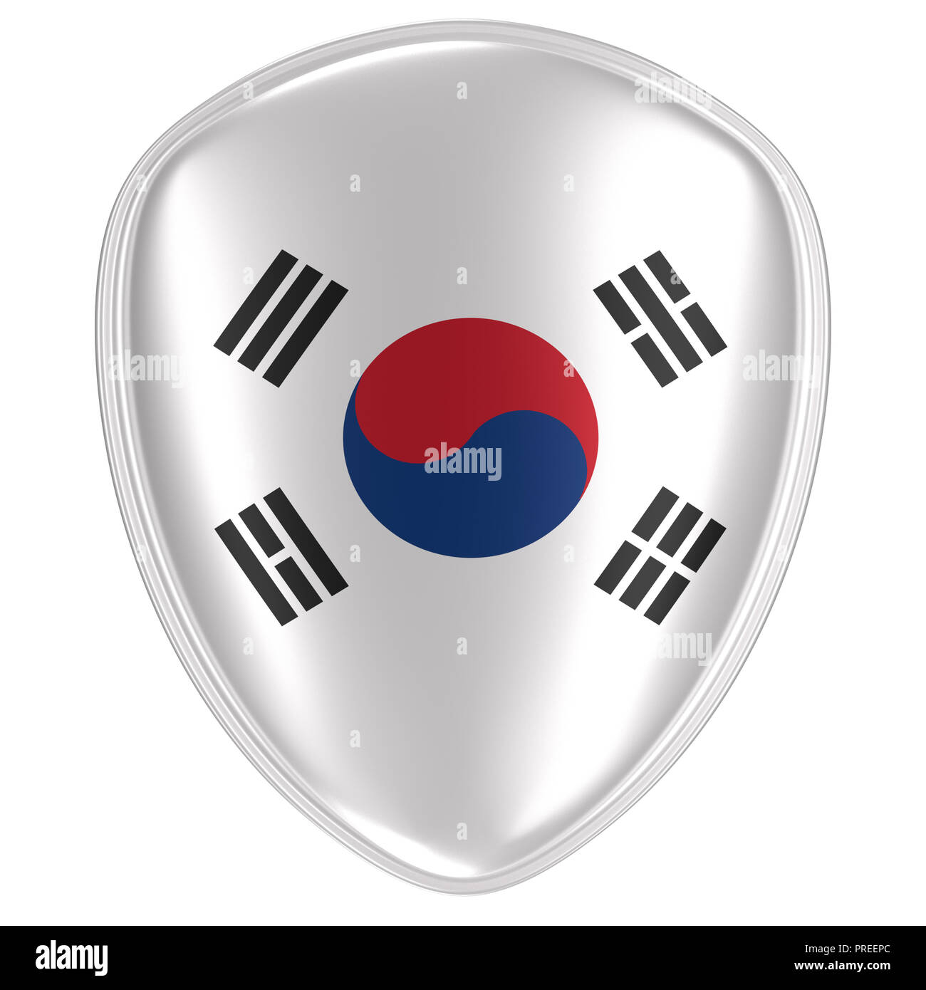 3D rendering di una Corea del Sud icona bandiera su sfondo bianco. Foto Stock
