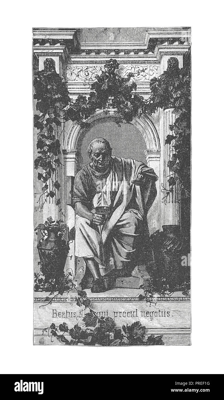Illustrazione originale di Orazio, Romano poeta lirico durante il tempo di Augusto. Pubblicato in una storia pittorica del mondo grandi nazioni: dall'Earl Foto Stock