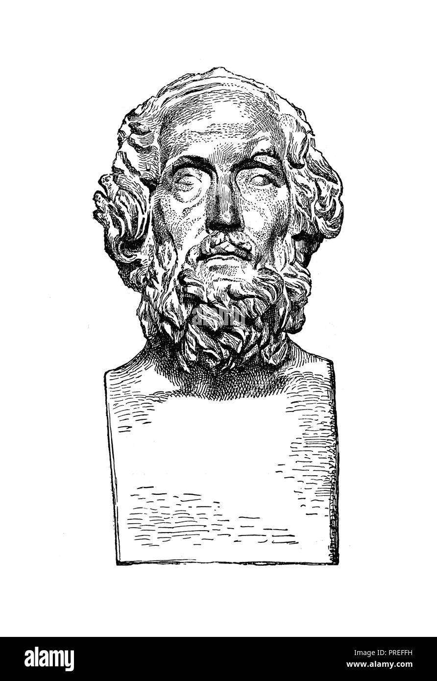 Illustrazione originale di Omero, l'autore dell'Iliade e l'Odissea. Pubblicato in una storia pittorica del mondo grandi nazioni: fin dai primi d Foto Stock