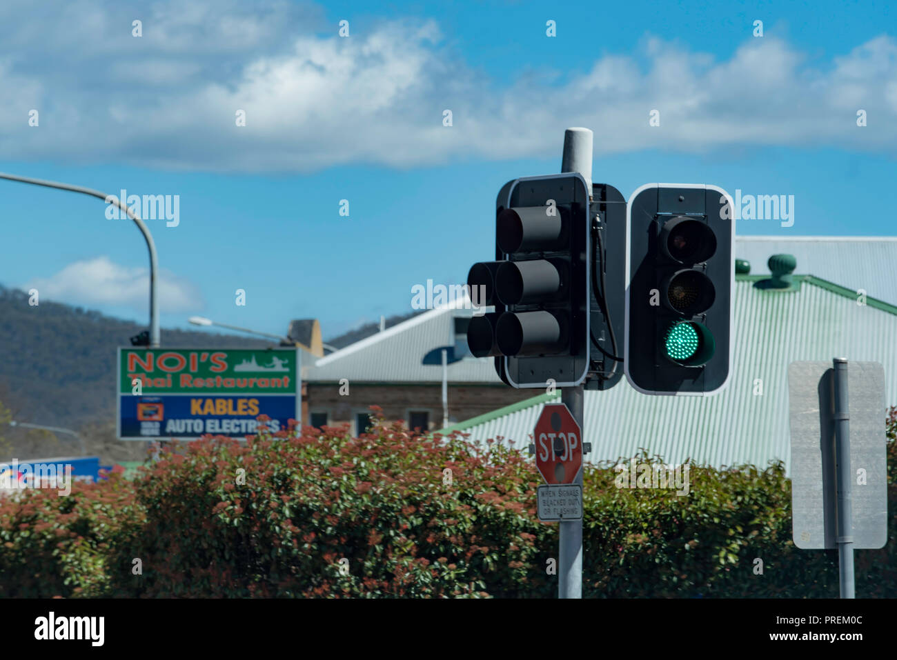 Australian semafori o segnali che mostra una luce verde nel Nuovo Galles del Sud Foto Stock