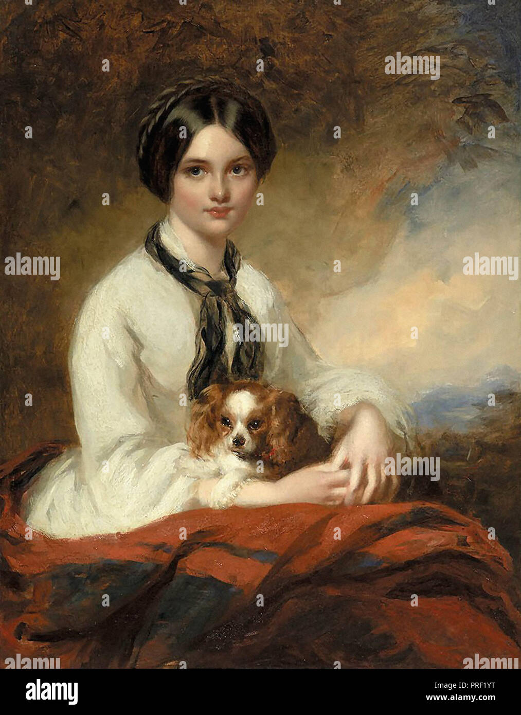 Buckner Richard - Ritratto di Miss Agnes Wilson dopo la signora Agnes Fletcher con il suo animale domestico Spaniel Foto Stock