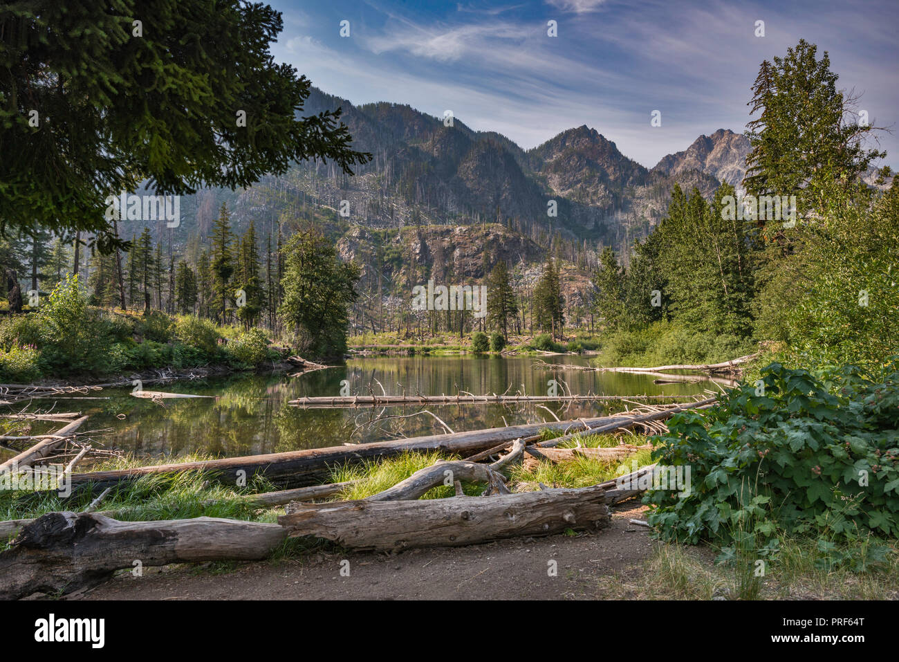 Piccolo lago Eightmile, Stuart gamma, Alpine Lakes Wilderness, Central Cascades, nello stato di Washington, USA Foto Stock