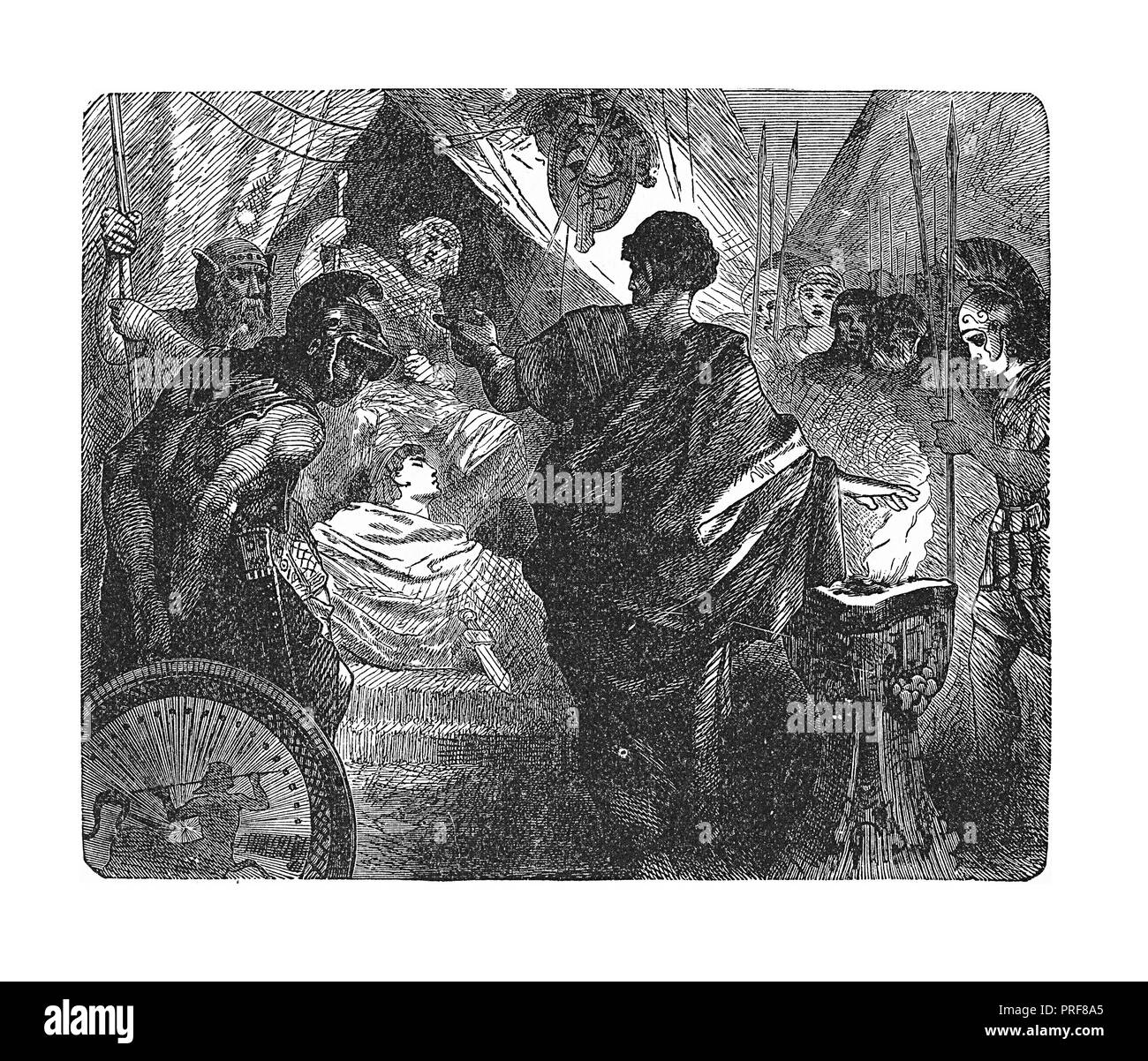 Illustrazione originale di Mucius tenta la vita di Porsena. Pubblicato in una storia pittorica del mondo grandi nazioni: fin dalle prime date per il Foto Stock